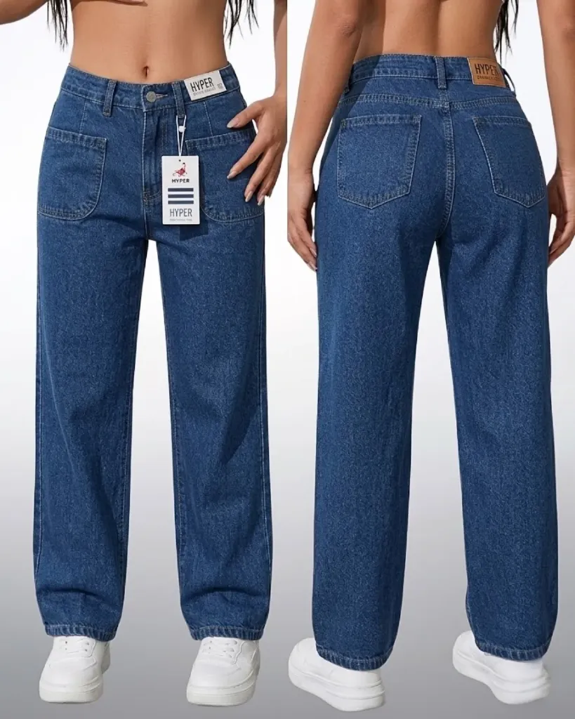 Wide leg rigido con bolsillos frontales