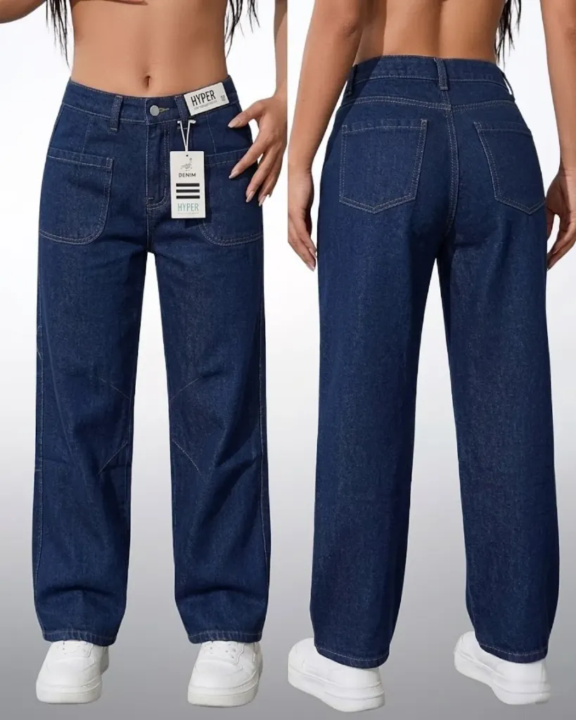 Wide leg rigido con bolsillos frontales