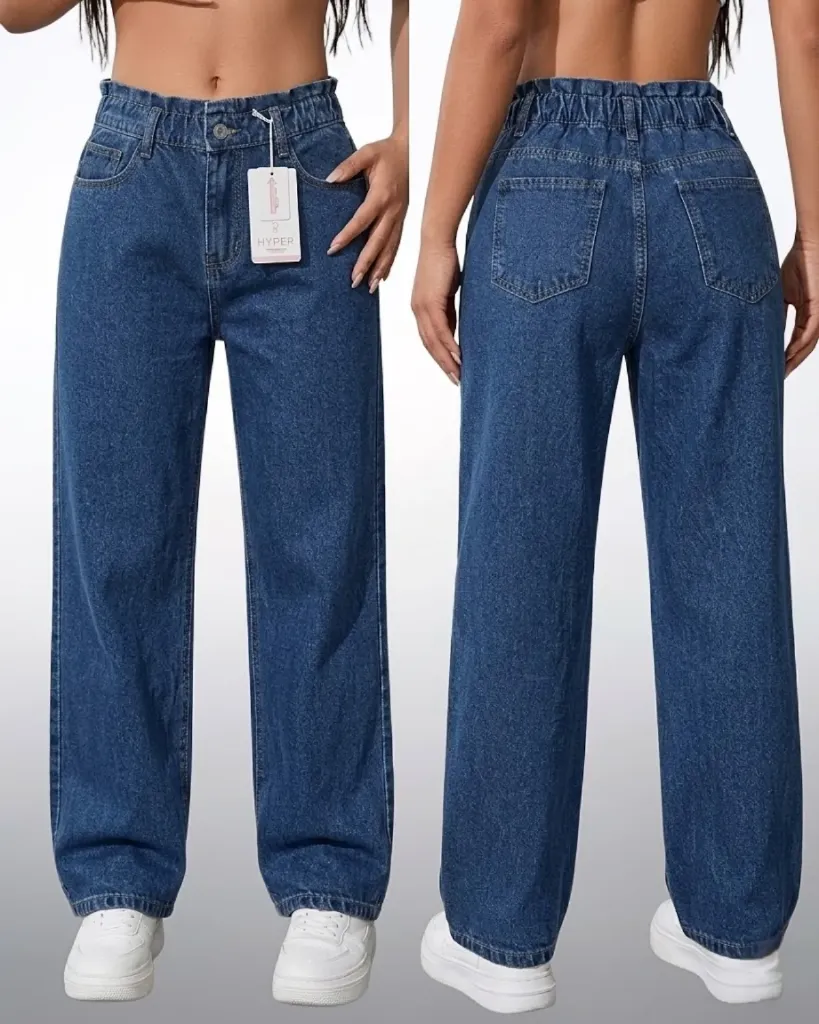[HJ-001323-16-AZUL-OSCURO] Wide leg rigido con elastico