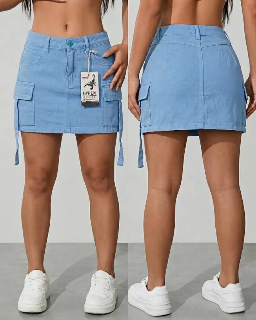 Falda short cargo strech
