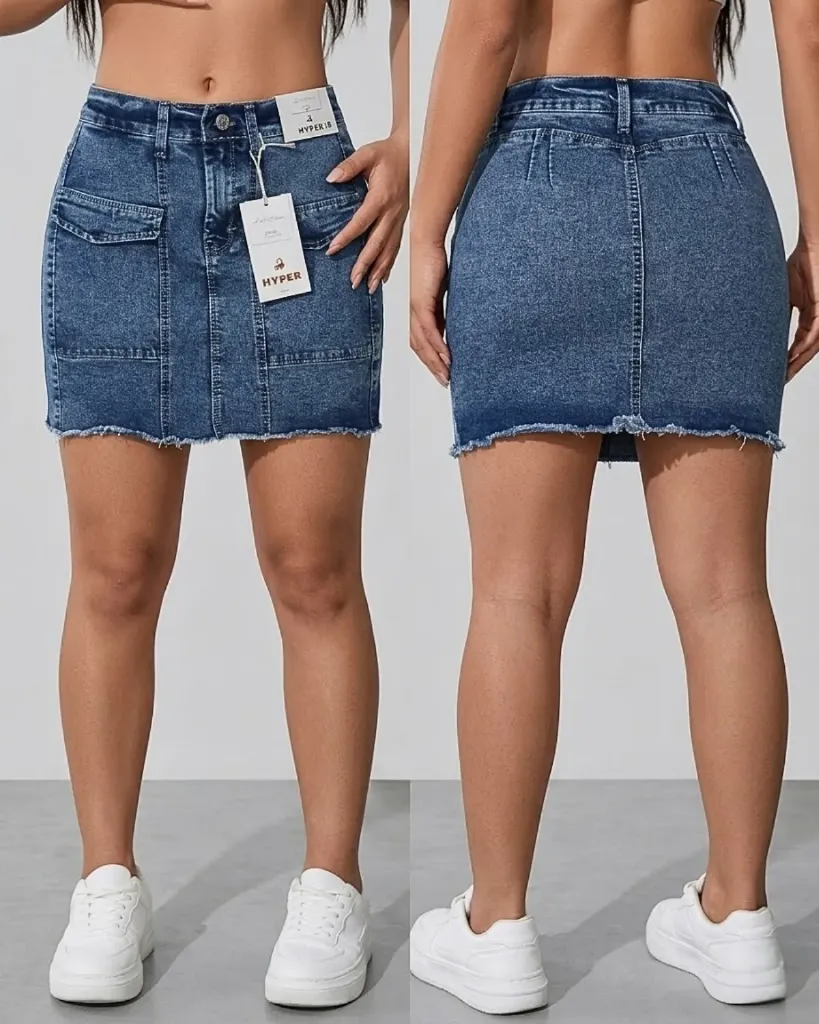 Falda short strech con bolsillos frontales