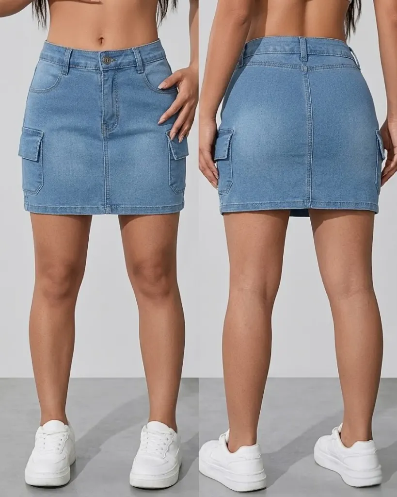 Falda short cargo strech