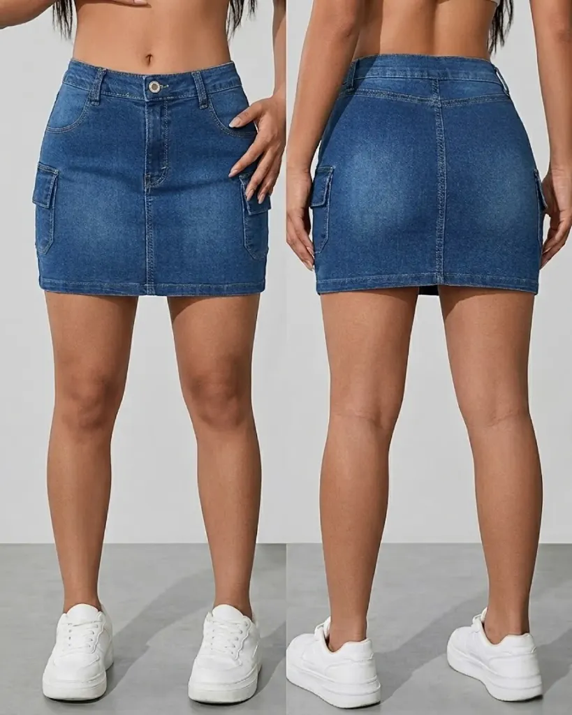 Falda short cargo strech