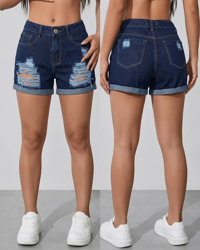 Short rigido roto con dobladillo