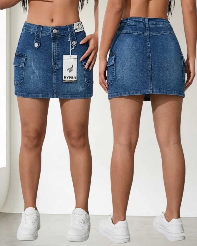 Falda short cargo strech