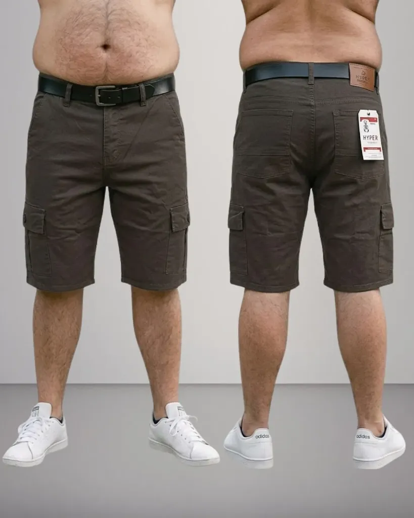 [HJ-001646-38-CAFE-MEDIO] Bermuda gabardina cargo strech (38)