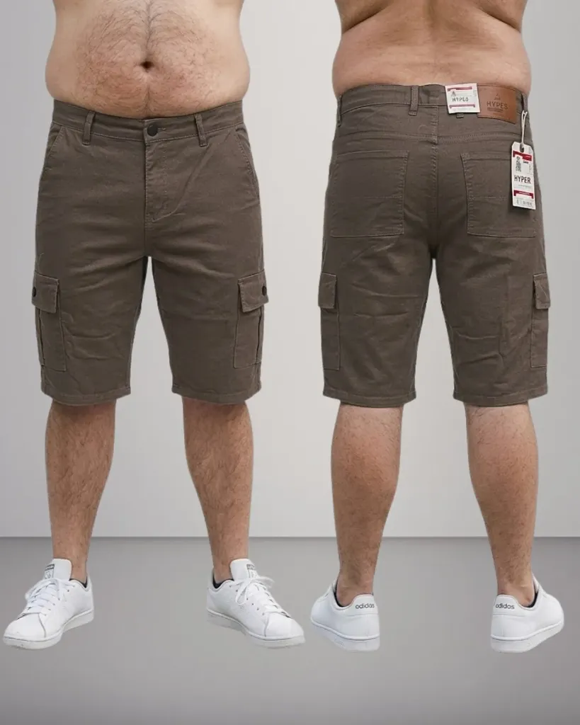 [HJ-001647-38-CAFE-CLARO] Bermuda gabardina cargo strech (38)