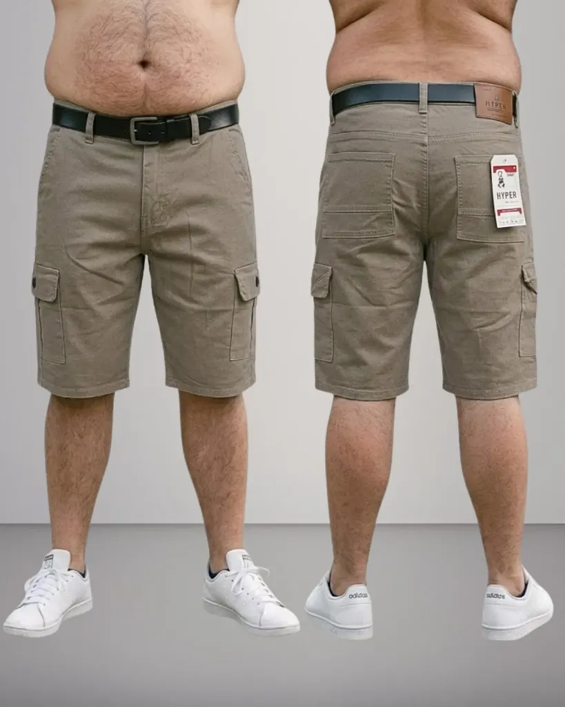 [HJ-001651-38-CAQUI-CLARO] Bermuda gabardina cargo strech (38)