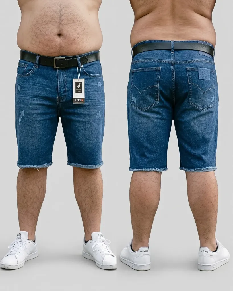 [HJ-001656-42-AZUL-MEDIO] Bermuda rigida rasgada (42)
