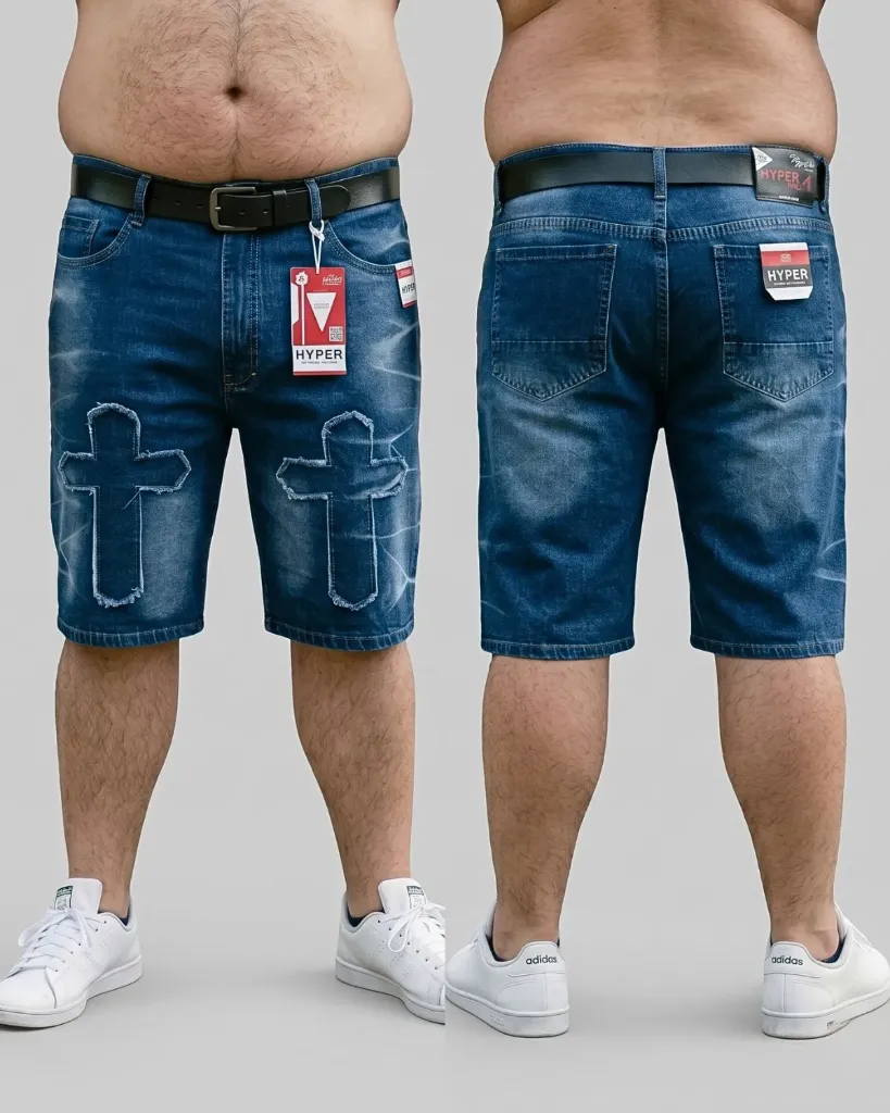 [HJ-001660-38-AZUL-PRELAVADO] Bermuda rigida diseño de cruz (38)