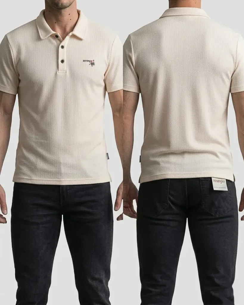 [HJ-001671-S-BEIGE] Camiseta polo strech (S)