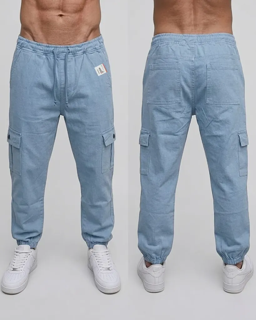 [HJ-001677-28-CELESTE] Jogger cargo strech (28)