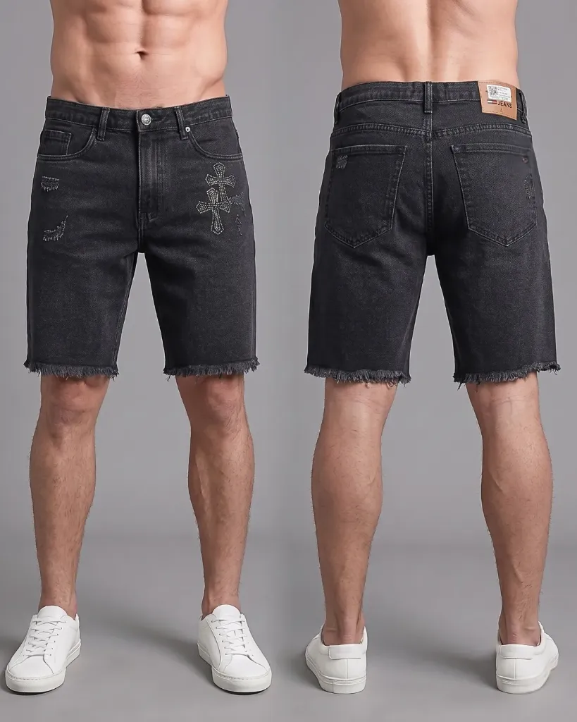 [HJ-001799-28-GRIS] Bermuda rigida gris doble cruz mototool (28)