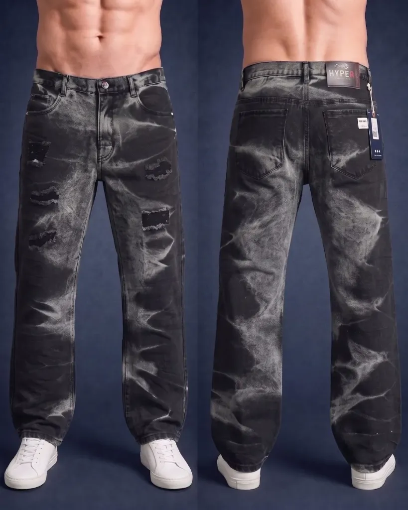 [HJ-001820-30-FROSTEADO-PLOMO] Baggy rigido frosteado plomo rasgado (30)