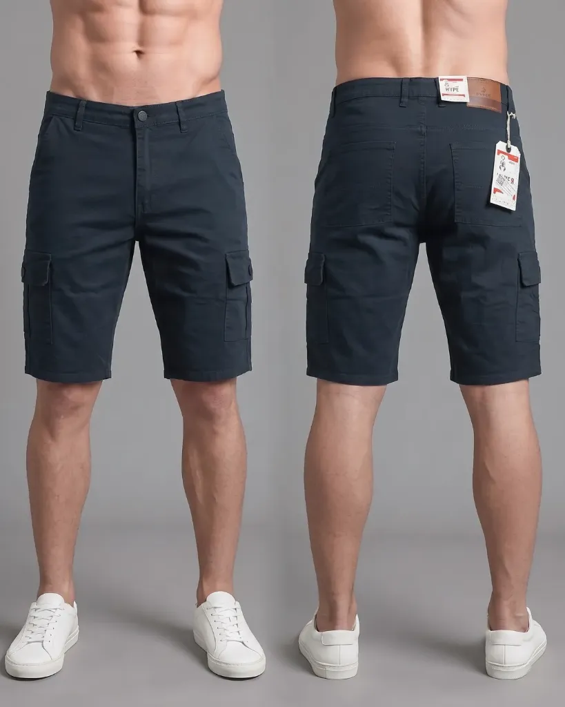 [HJ-001853-30-GRIS-AZULADO-OSCURO] Bermuda gabardina cargo strech (30)