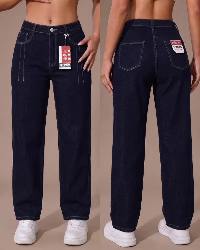 Wide leg jeans strech con pinzas