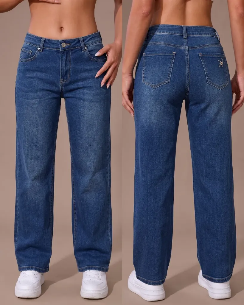 Wide leg strech con pinzas de entalle traseras
