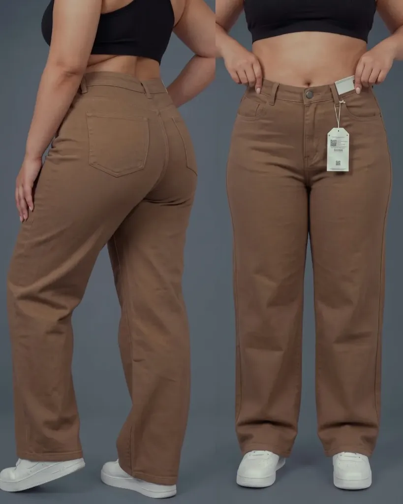 Wide leg strech tiro alto plus