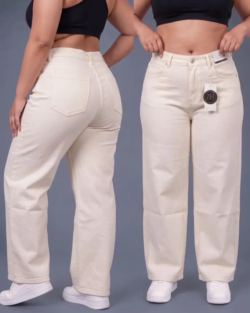 Wide leg strech tiro alto plus
