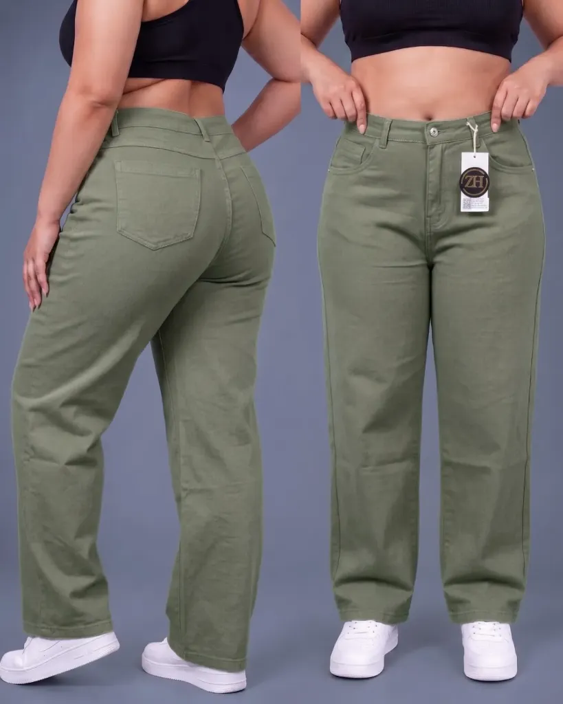 Wide leg strech tiro alto plus