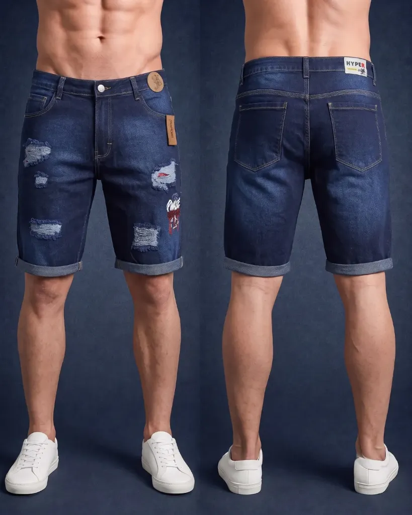 Bermuda rigida rasgada estampada