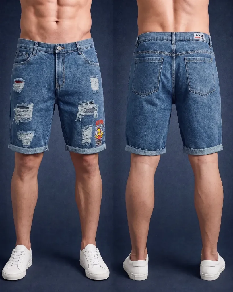 Bermuda rigida rasgada estampada