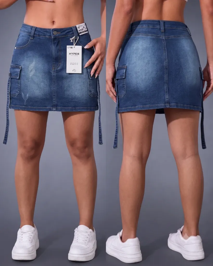 Falda short strech cargo con tirante