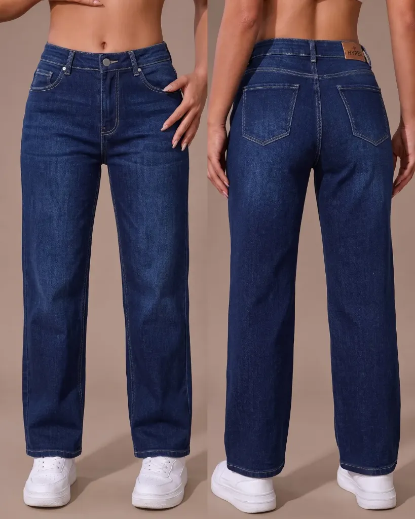 Wide leg strech con pinzas de entalle traseras