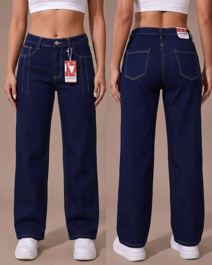 Wide leg jeans strech con pinzas