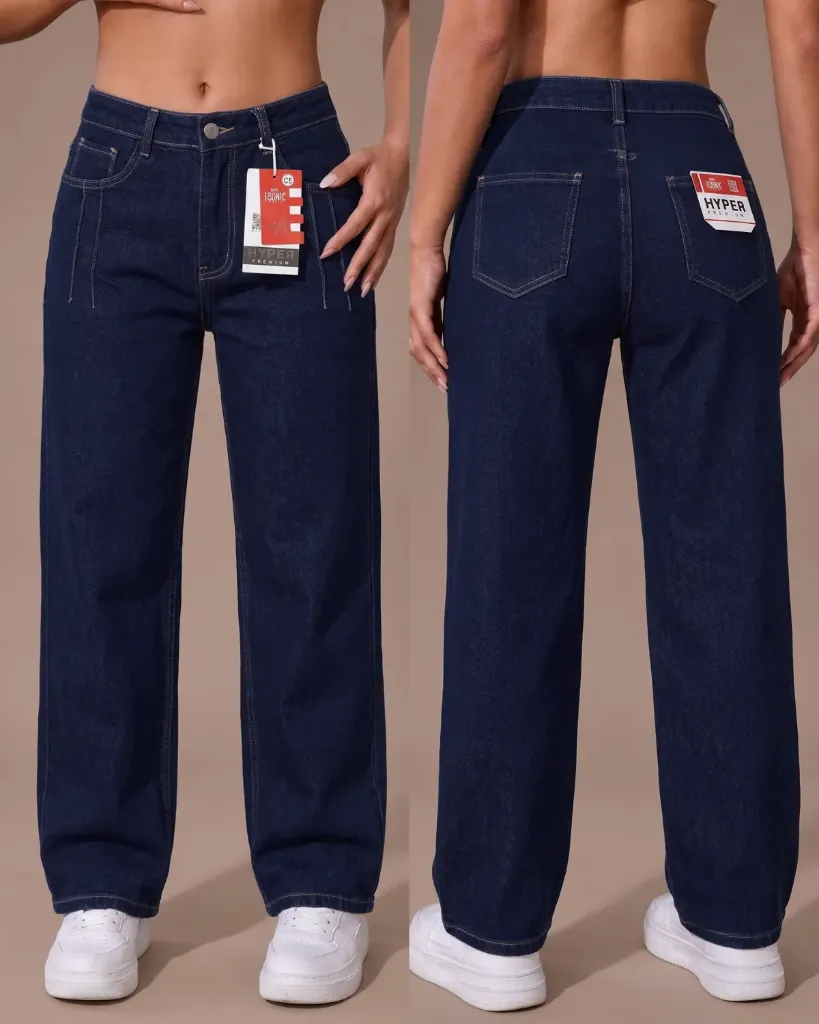 Wide leg jeans strech con pinzas