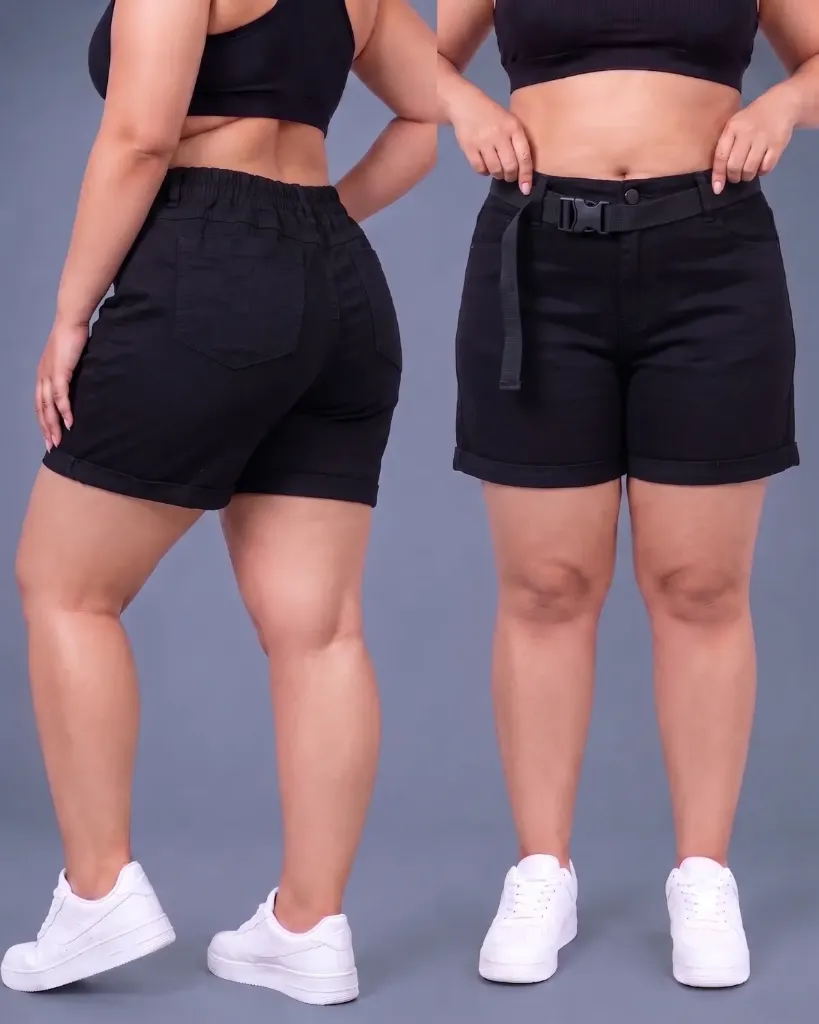 Short strech con elástico y cinturón plus