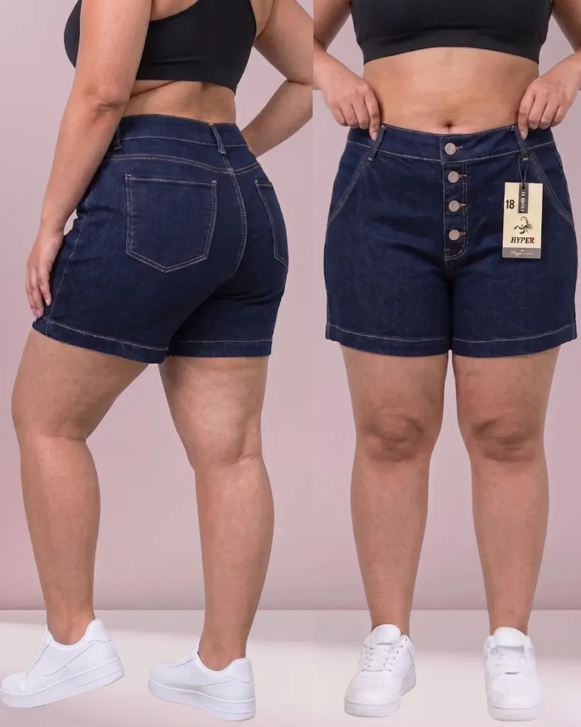 [HJ-002459-18-AZUL-OSCURO] Short strech plus de 4 botones (18, Azul oscuro)