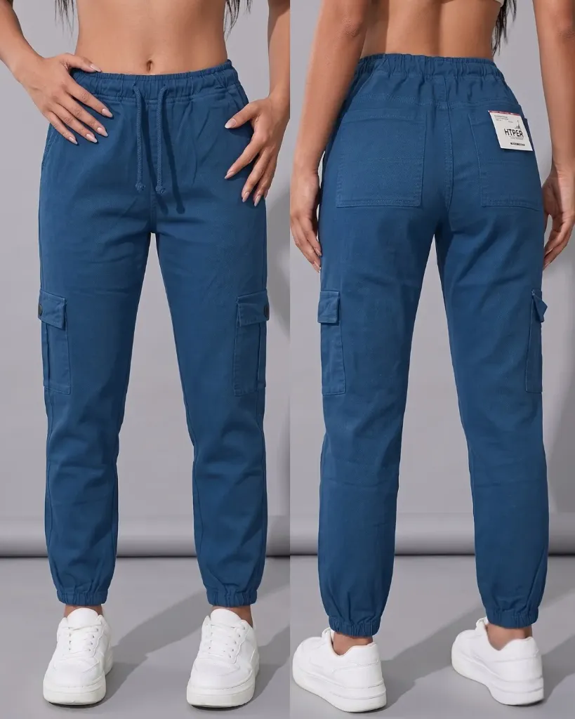 [HJ-002498-28-AZUL-3] Jogger strech cargo de dama (28, Azul #3)