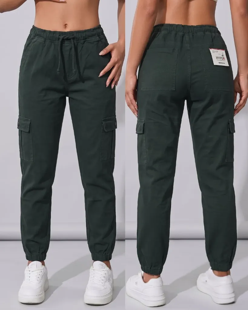 [HJ-002496-28-VERDE-OSCURO] Jogger strech cargo de dama (28, Verde oscuro)