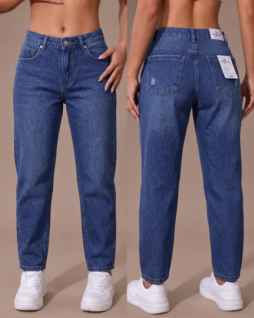 [HJ-002520-10-AZUL-2] Mom jeans rigido mototool (10, Azul #2)