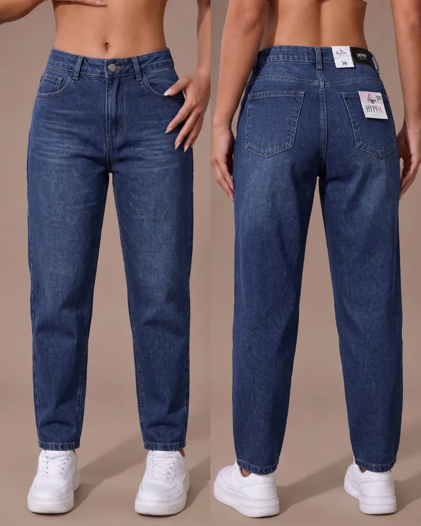 [HJ-002521-10-AZUL-2] Mom jeans rigido con bigotes (10, Azul #2)