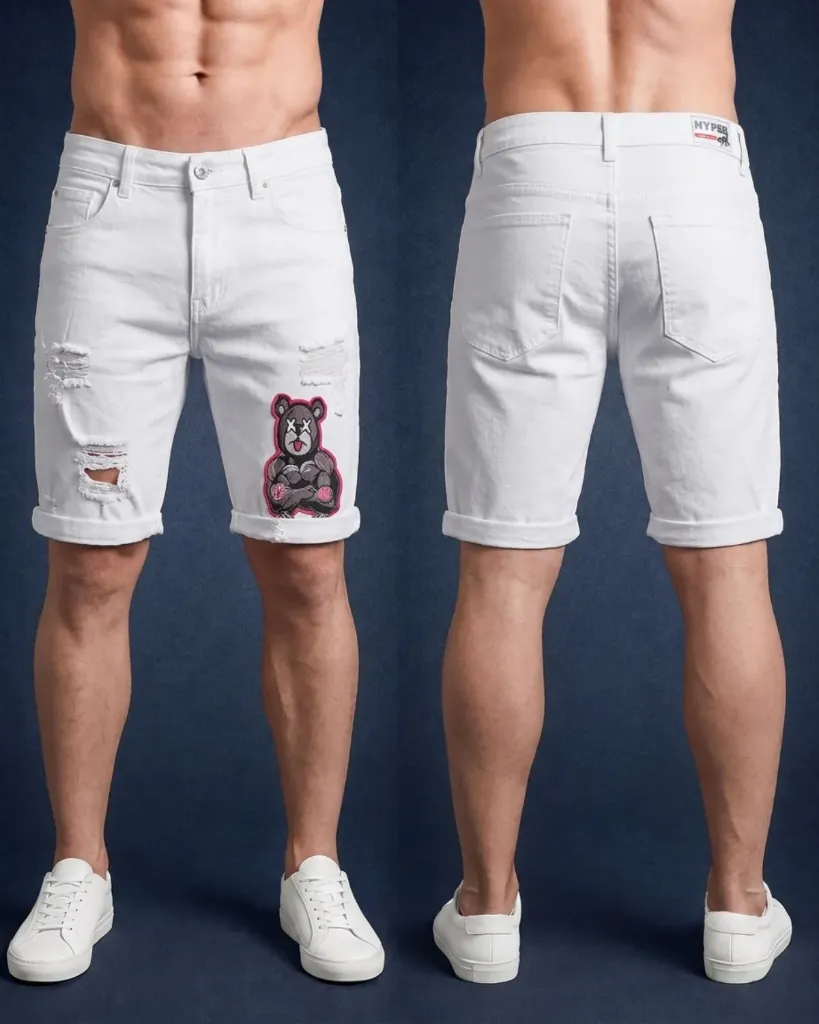 Bermuda rigida rasgada estampada