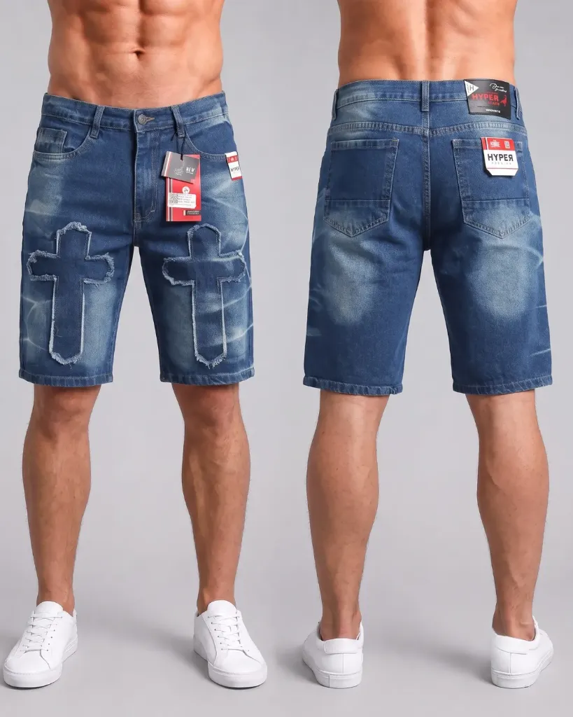 [HJ-002535-30-AZUL-2] Bermuda rigida con cruz (30, Azul #2)