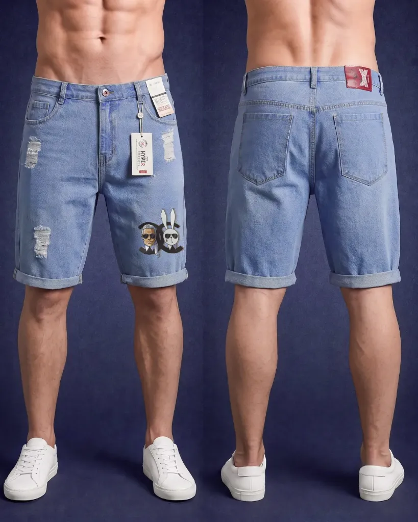 Bermuda rigida rasgada estampada