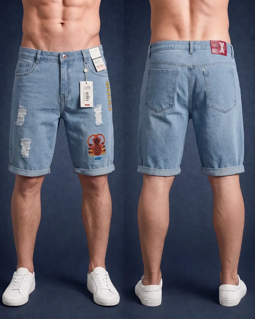 Bermuda rigida rasgada estampada