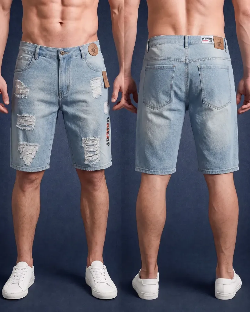 Bermuda rigida rasgada estampada