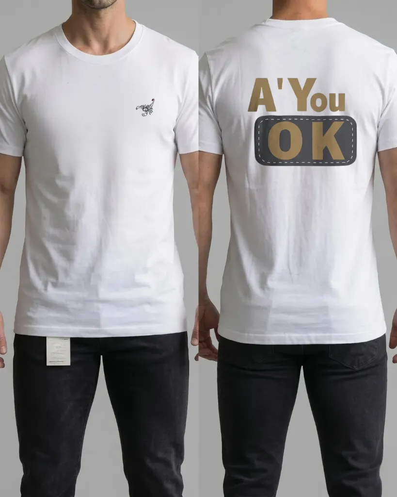 [HJ-002570-L-BLANCO] Camiseta estampada (A` you ok) (L, Blanco)