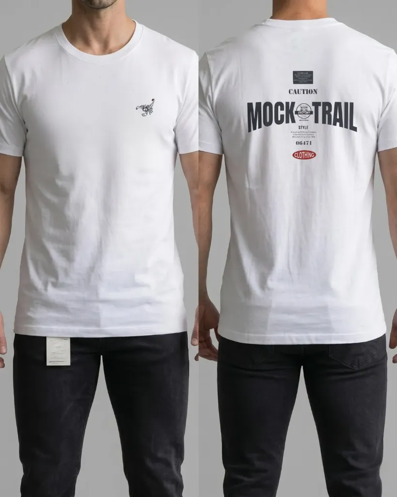 [HJ-002573-L-BLANCO] Camiseta estampada (Mock Trail) (L, Blanco)