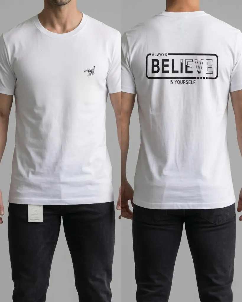 [HJ-002580-XL-BLANCO] Camiseta estampada (Believe) (XL, Blanco)