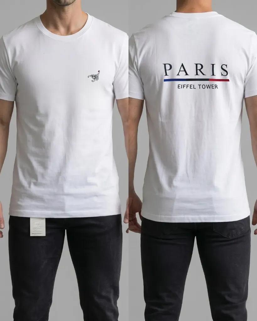[HJ-002597-XXL-BLANCO] Camiseta estampada (Paris eiffel tower) (XXL, Blanco)