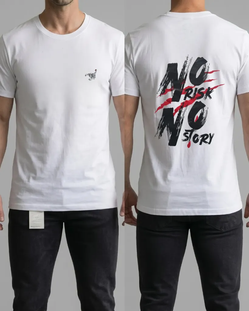 [HJ-002602-XL-BLANCO] Camiseta estampada (No risk) (XL, Blanco)