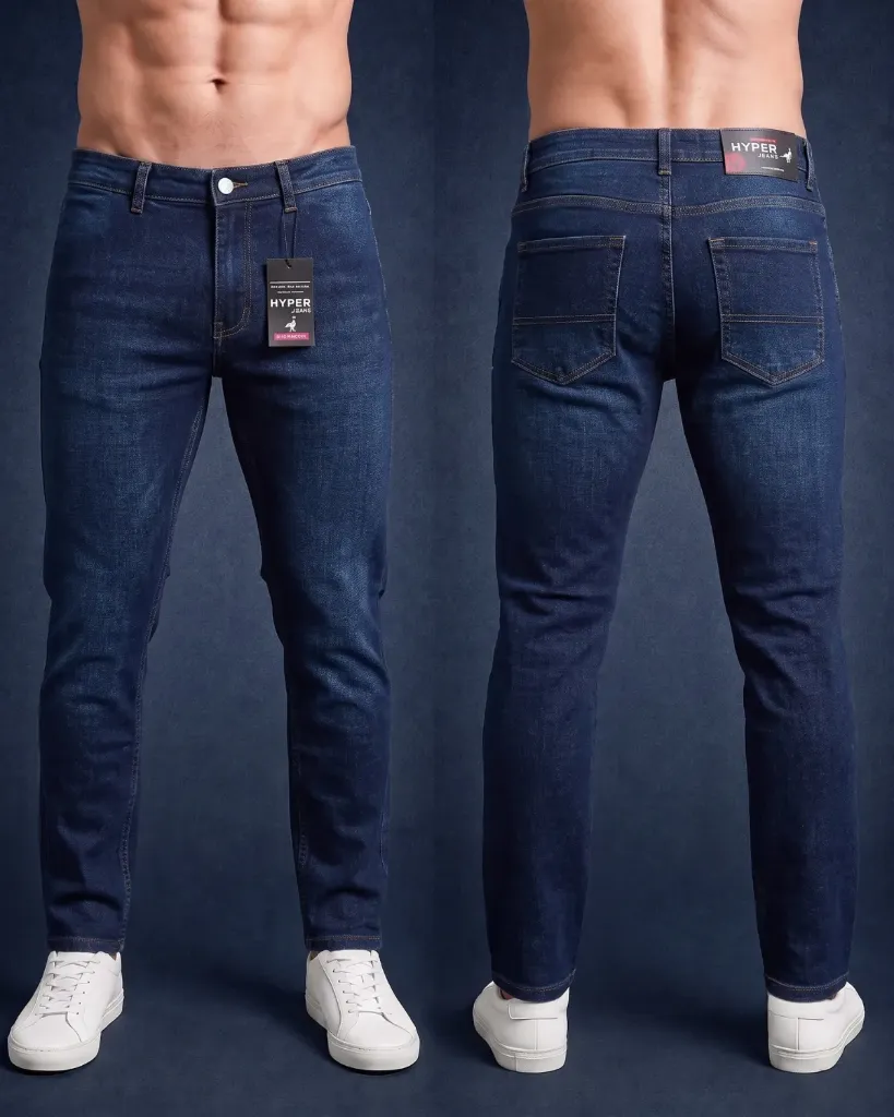 [HJ-002608-30-AZUL-2] Semitubo jeans strech llano (30, Azul #2)