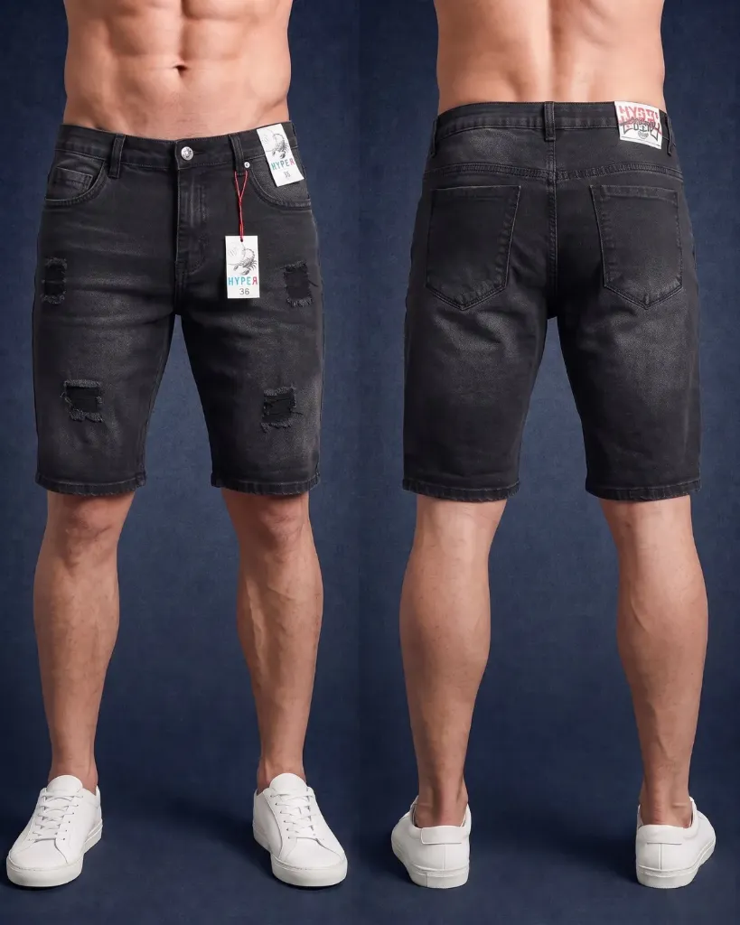 [HJ-002612-36-PLOMO] Bermuda rigida rasgada plomo (36, Plomo)