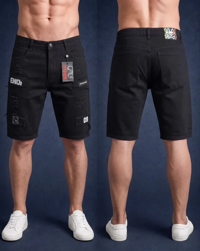 Bermuda rigida rasgada estampada