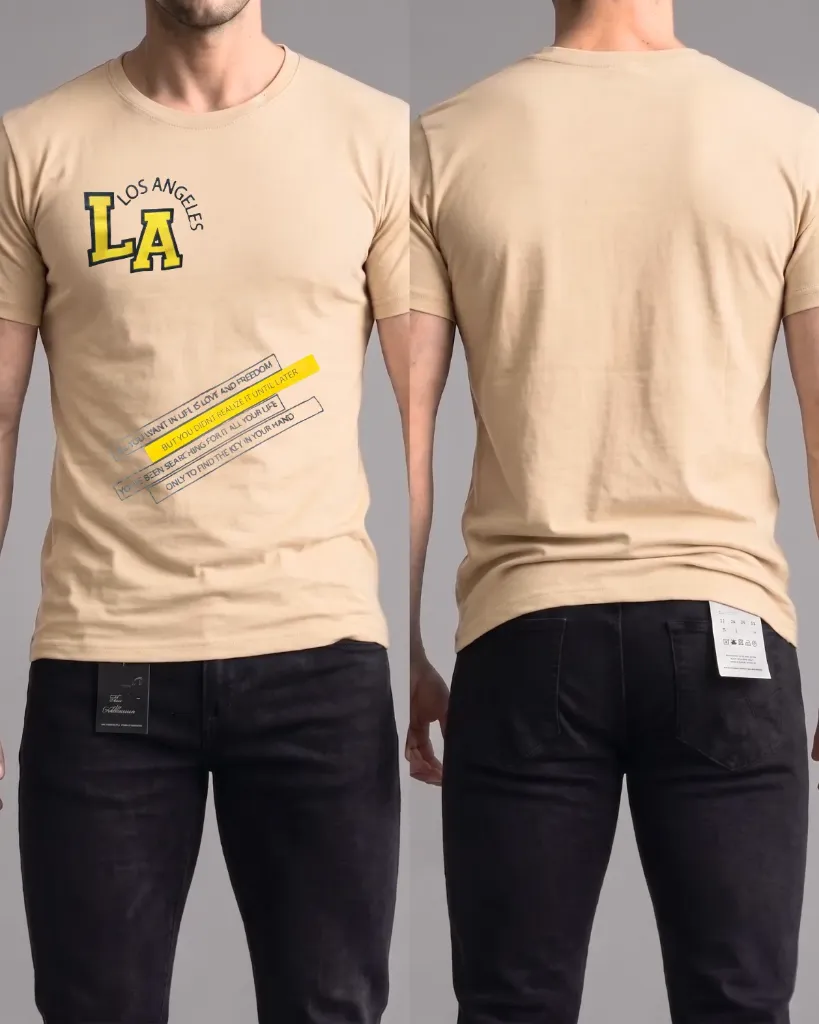[HJ-002567-L-CREMA] Camiseta estampada (LA) (L, Crema)